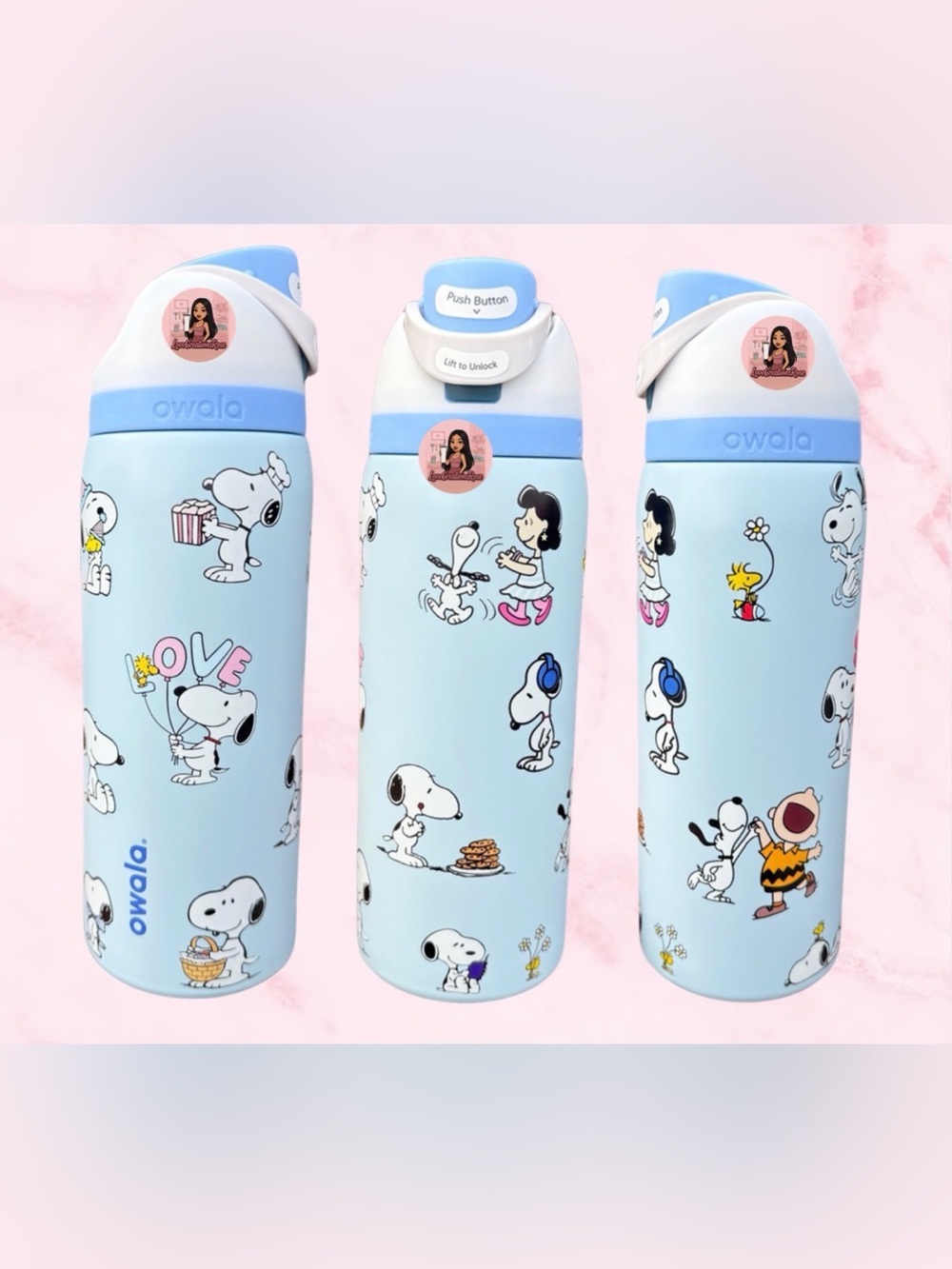 Snoopy Blue Stainless Water Bottle